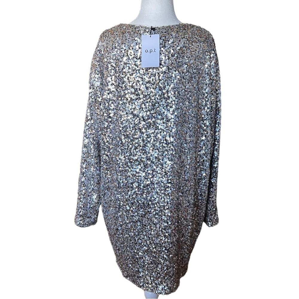 O.P.T All Over Sequin Long Sleeve Sheath Mini Dress Size L - Picture 4 of 11